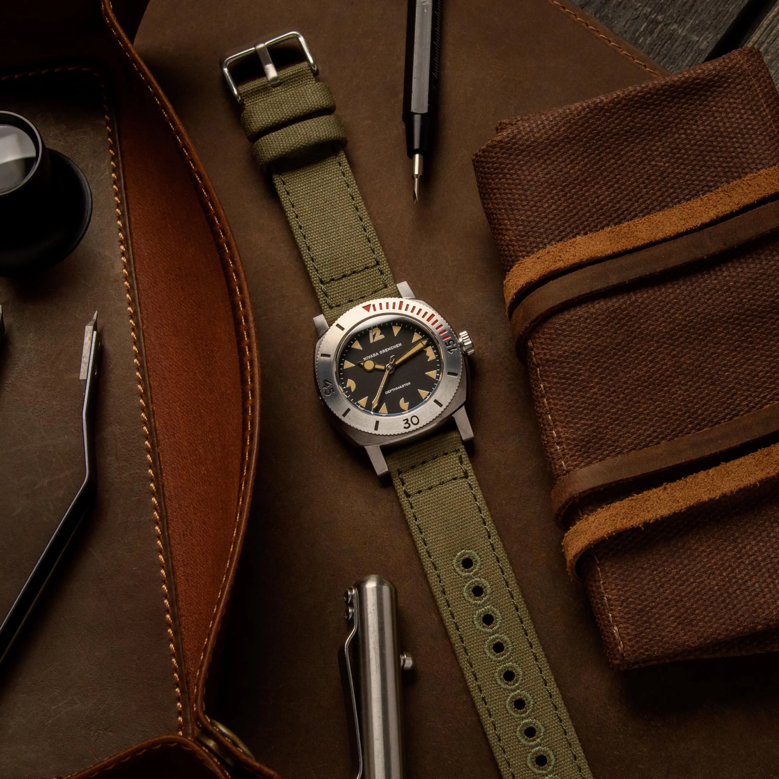 Archer Watch Straps Cinturini per Orologio in Tela a Sgancio Rapido, Verde Oliva Chiaro, 20mm - immagine 3
