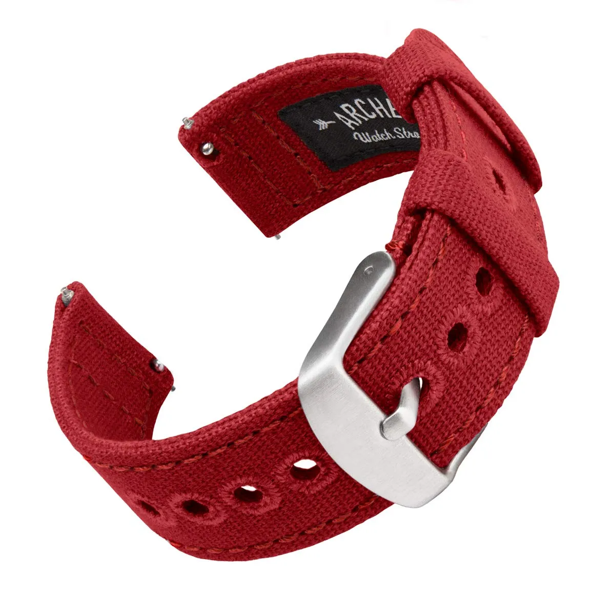 Archer Watch Straps Cinturini per Orologio in Tela a Sgancio Rapido, Rosso Carminio, 18mm - immagine 1