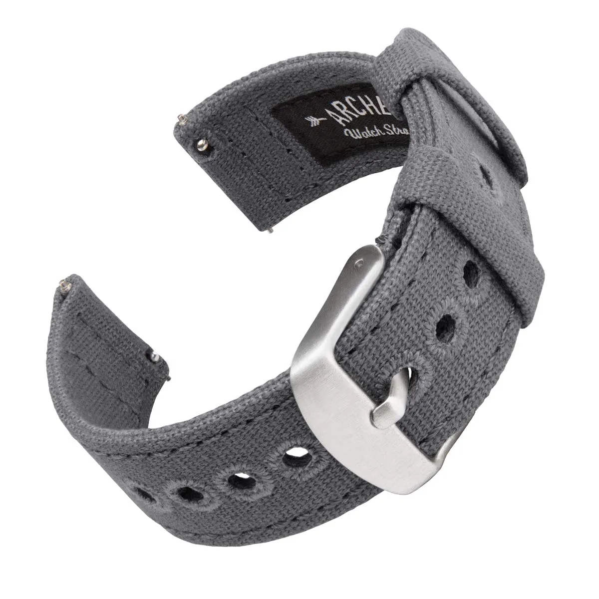 Archer Watch Straps Cinturini per Orologio in Tela a Sgancio Rapido, Grigio Ardesia, 18mm - immagine 1