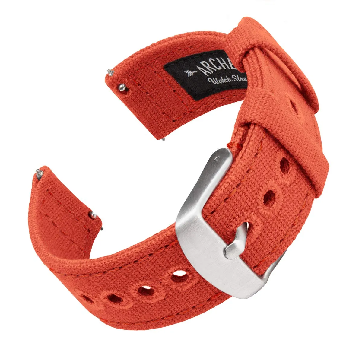 Archer Watch Straps Cinturini per Orologio in Tela a Sgancio Rapido, Rosso Arancio, 22mm - immagine 1