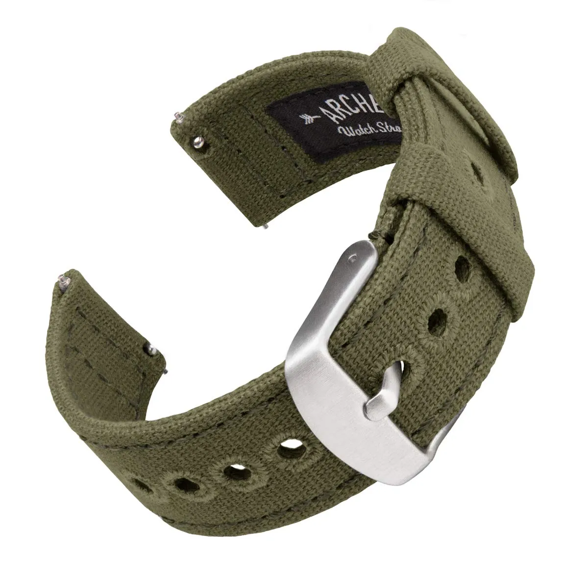 Archer Watch Straps Cinturini per Orologio in Tela a Sgancio Rapido, Verde Oliva Chiaro, 18mm - immagine 1