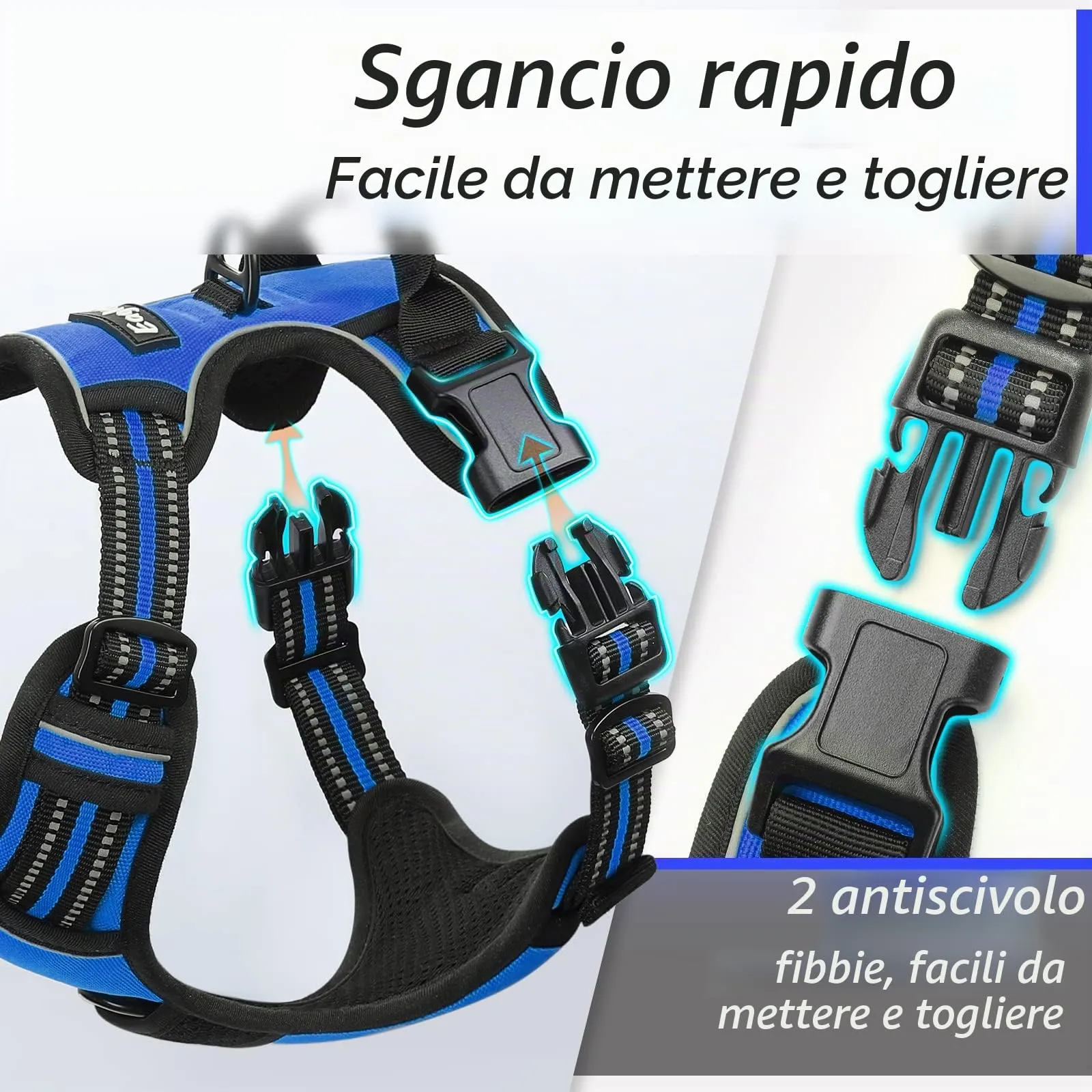 Eagloo Pettorina Cane Anti Tiro, Taglia M, Blu - immagine 6