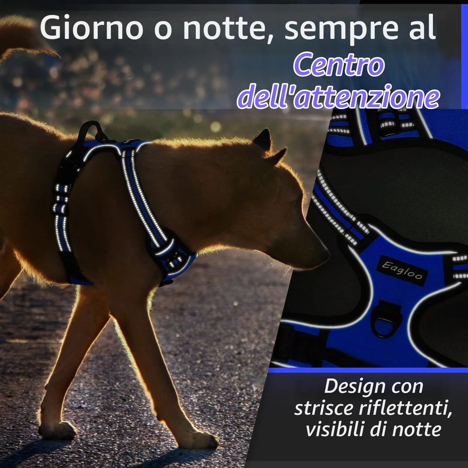 Eagloo Pettorina Cane Anti Tiro, Taglia M, Blu - immagine 8