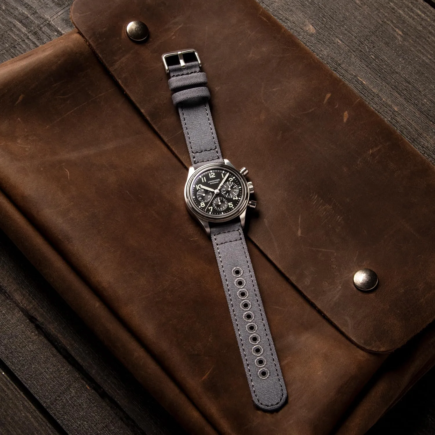 Archer Watch Straps Cinturini per Orologio in Tela a Sgancio Rapido, Grigio Ardesia, 22mm - immagine 3