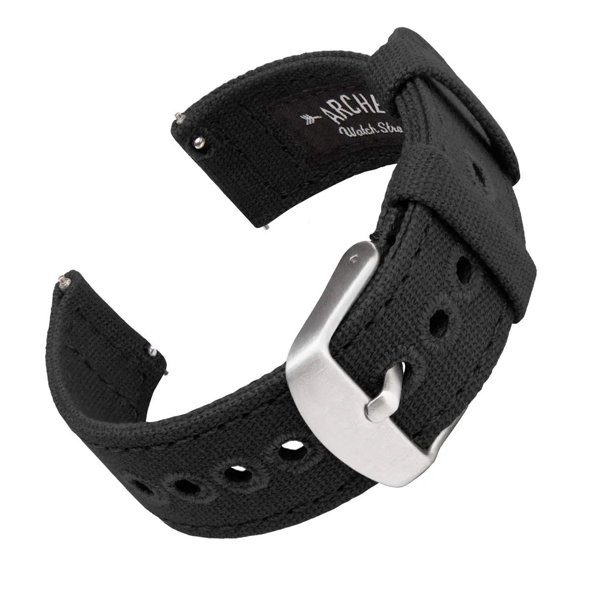 Archer Watch Straps Cinturini per Orologio in Tela a Sgancio Rapido, Nero, 22mm - immagine 1