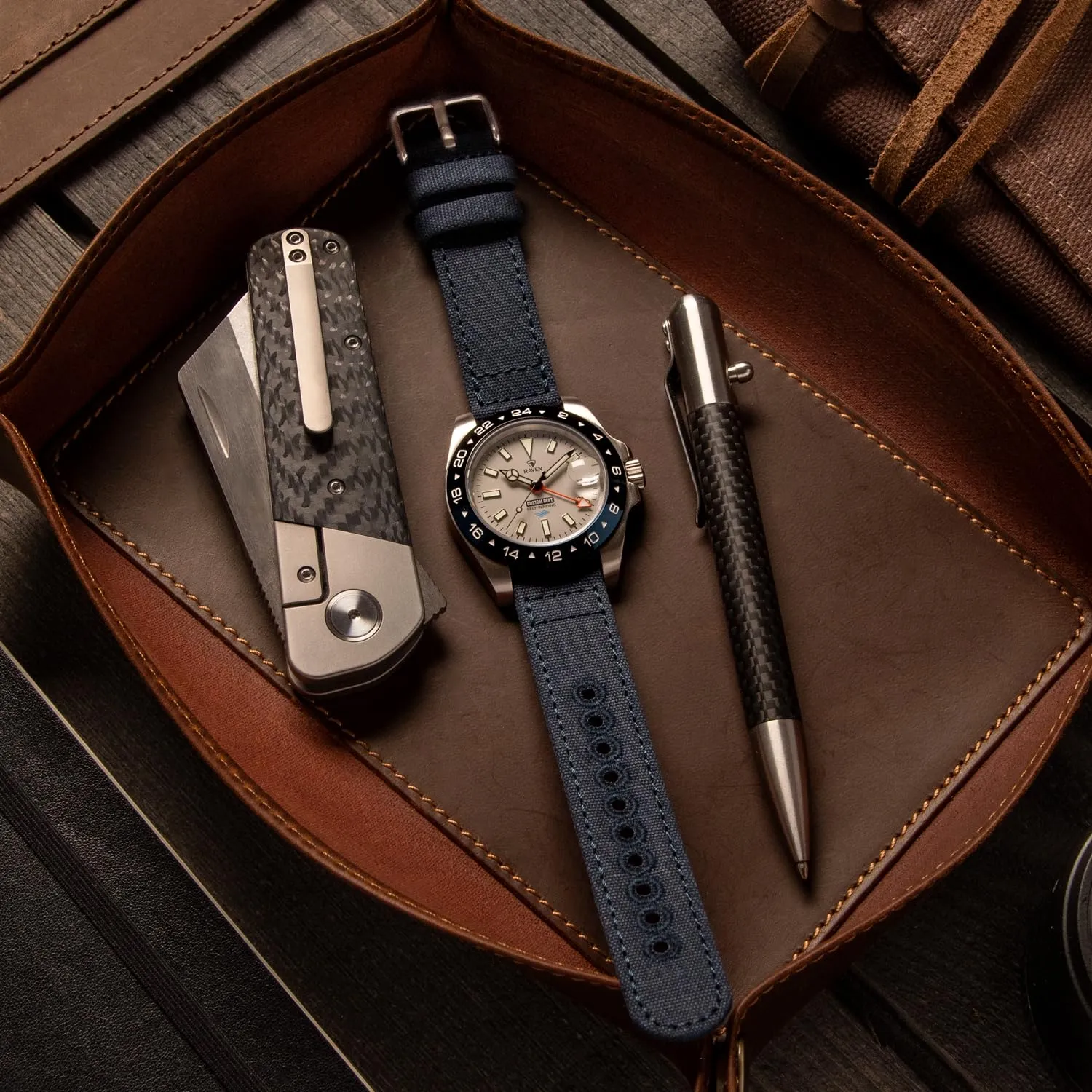 Archer Watch Straps Cinturini per Orologio in Tela a Sgancio Rapido, Navy Blu, 22mm - immagine 3