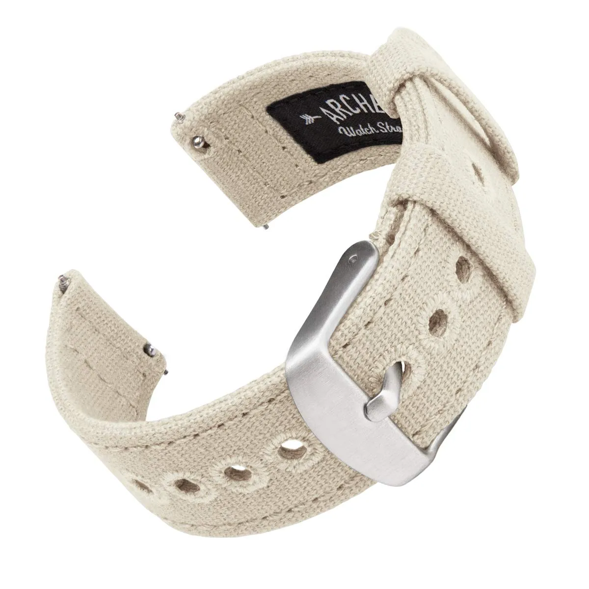 Archer Watch Straps Cinturini per Orologio in Tela a Sgancio Rapido, Bianco Avorio, 20mm - immagine 1