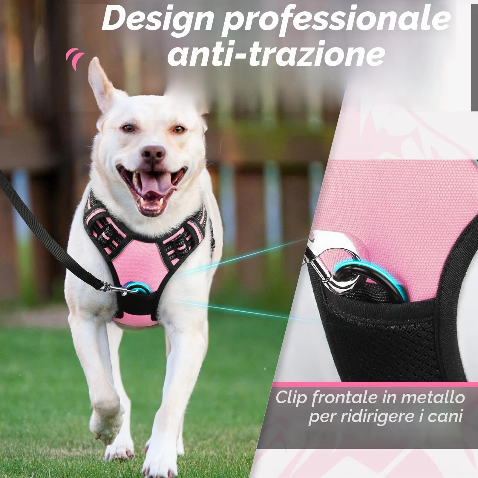 Eagloo Pettorina Cane Anti Tiro, Rosa, Taglia XL - immagine 3