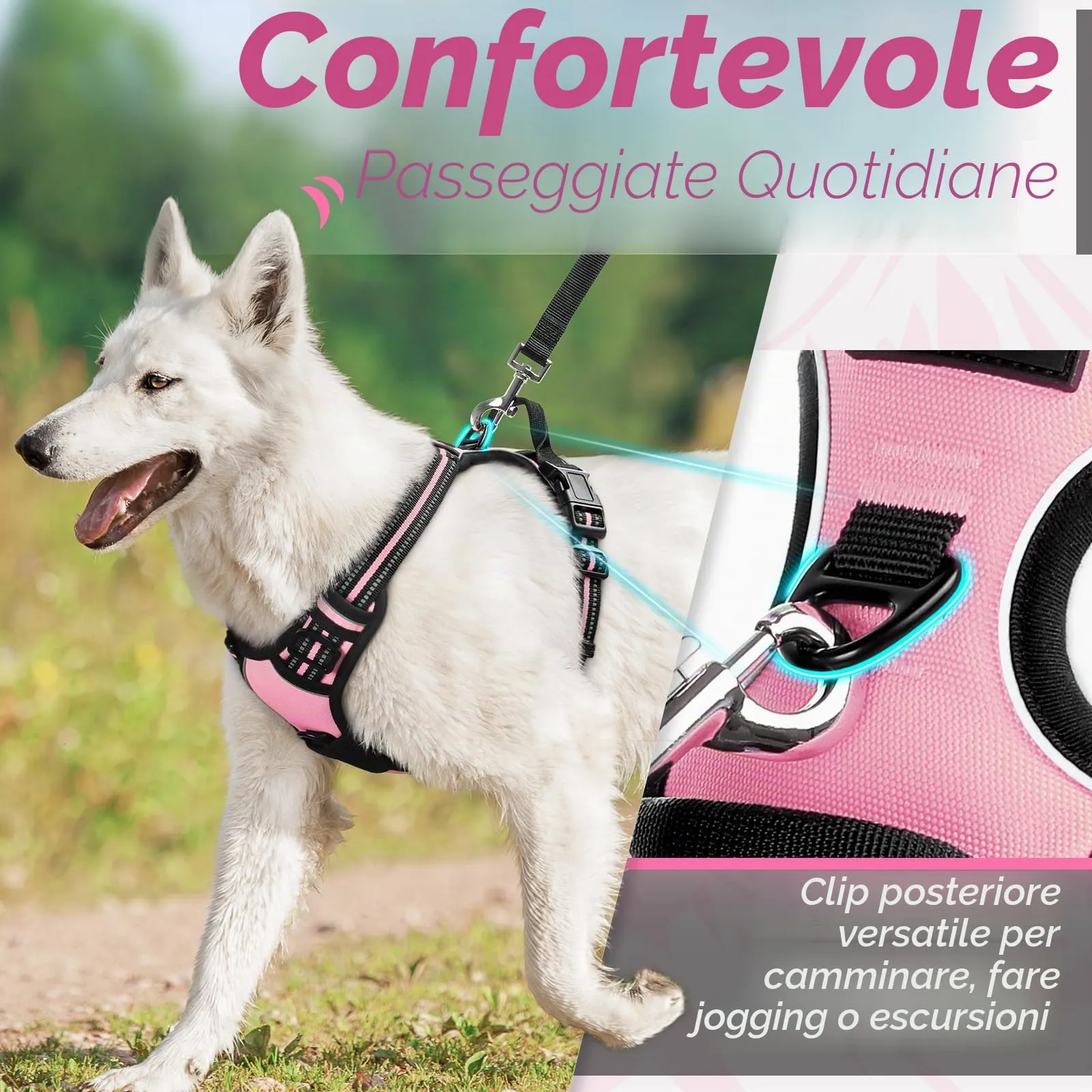 Eagloo Pettorina Cane Anti Tiro, Rosa, Taglia XL - immagine 4