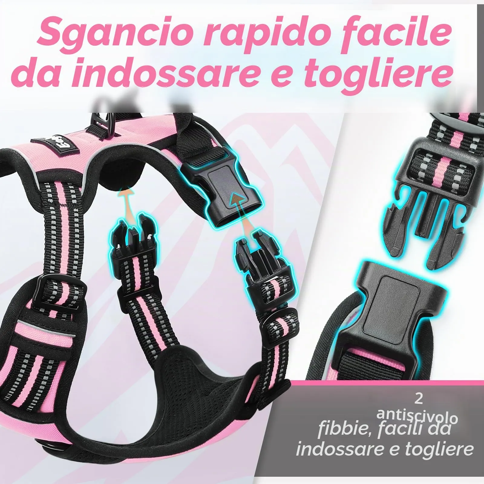 Eagloo Pettorina Cane Anti Tiro, Rosa, Taglia XL - immagine 6