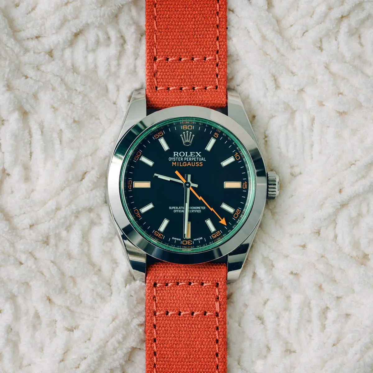Archer Watch Straps Cinturini per Orologio in Tela a Sgancio Rapido, Rosso Arancio, 20mm - immagine 2