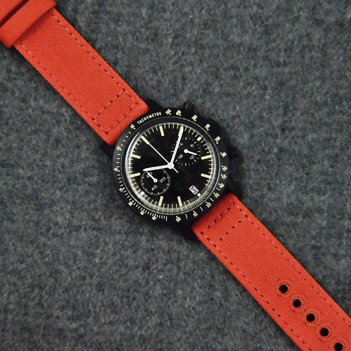 Archer Watch Straps Cinturini per Orologio in Tela a Sgancio Rapido, Rosso Arancio, 20mm - immagine 3