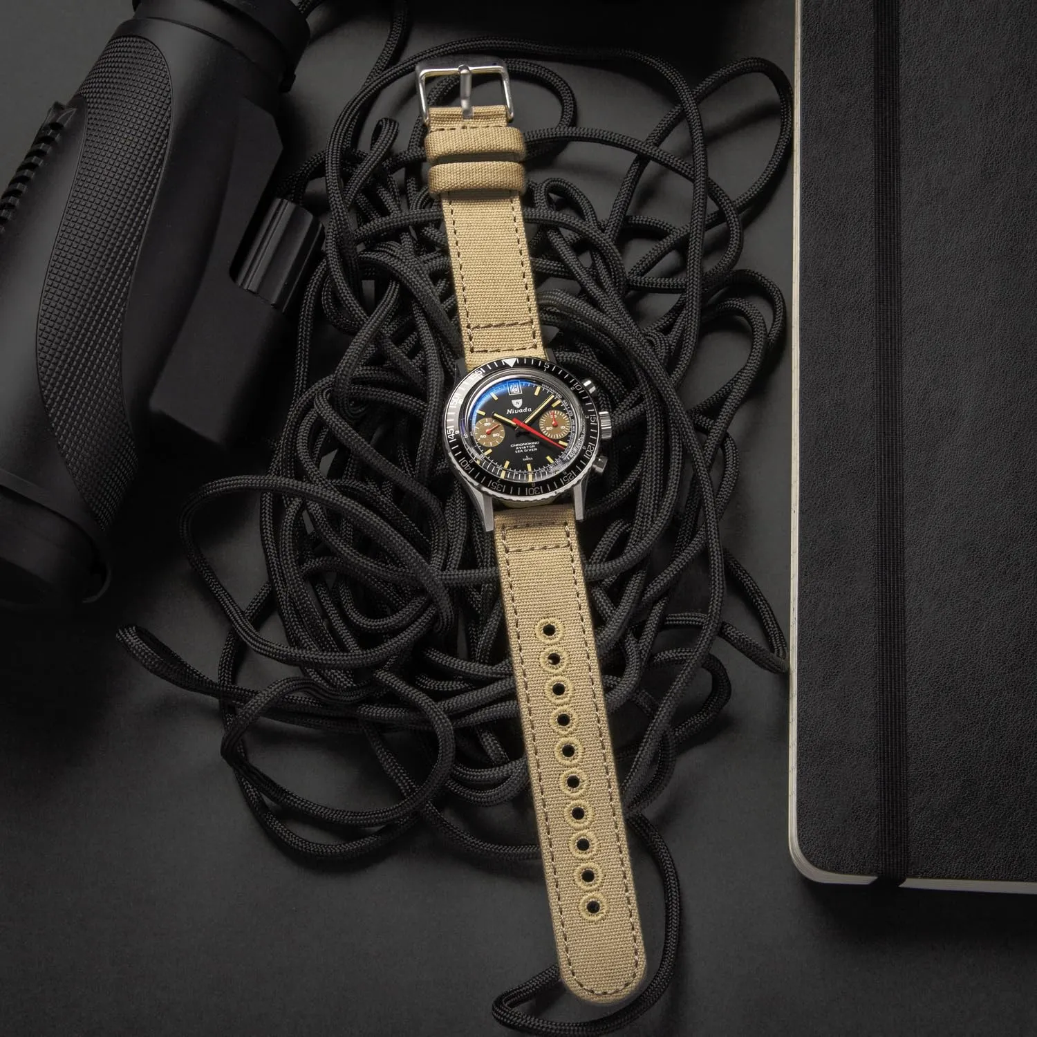 Archer Watch Straps Cinturini per Orologio in Tela a Sgancio Rapido, Sabbia, 20mm - immagine 2