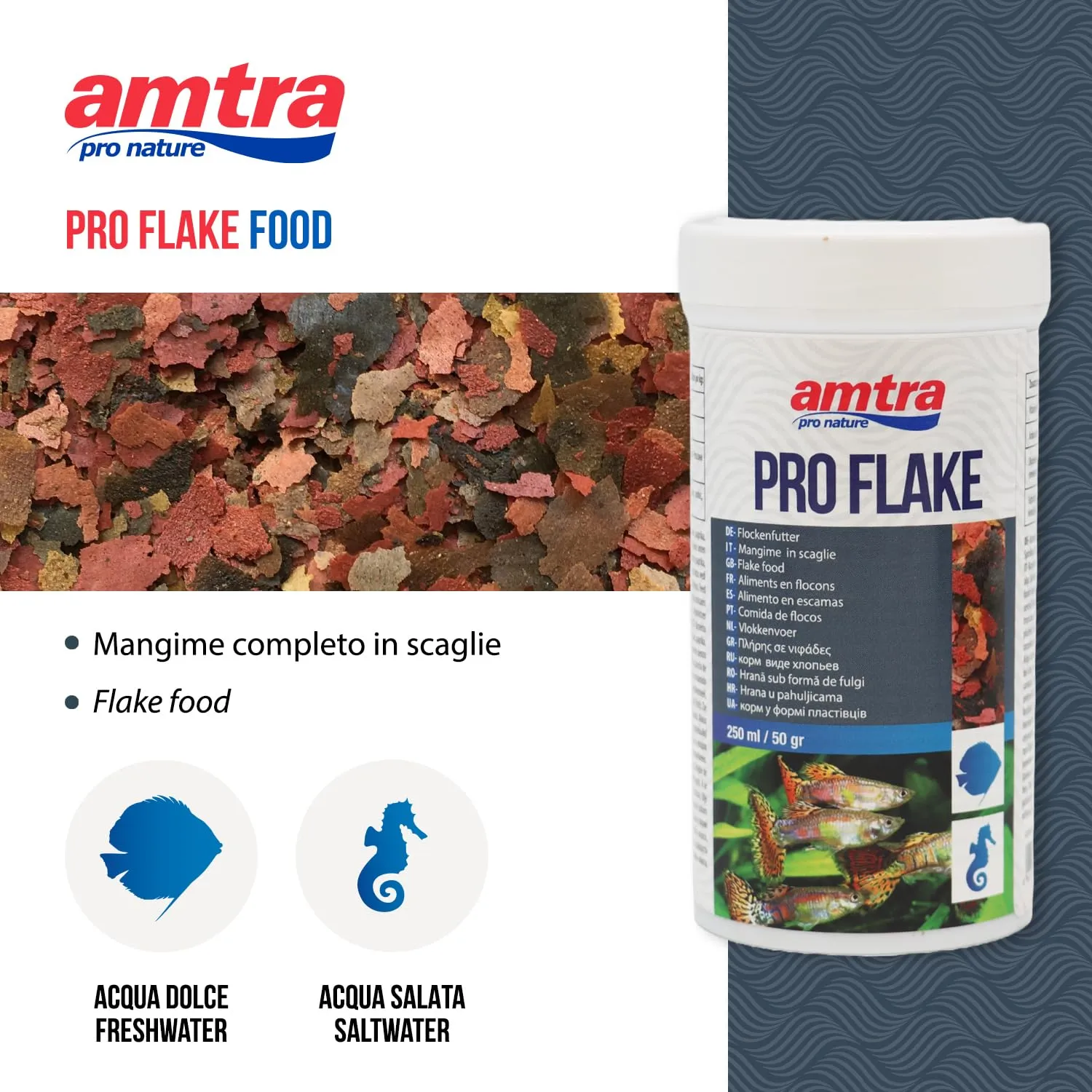 Amtra Pro Flake 250 ml - Mangime di base completo per pesci d’acquario d’acqua dolce e marina - immagine 3