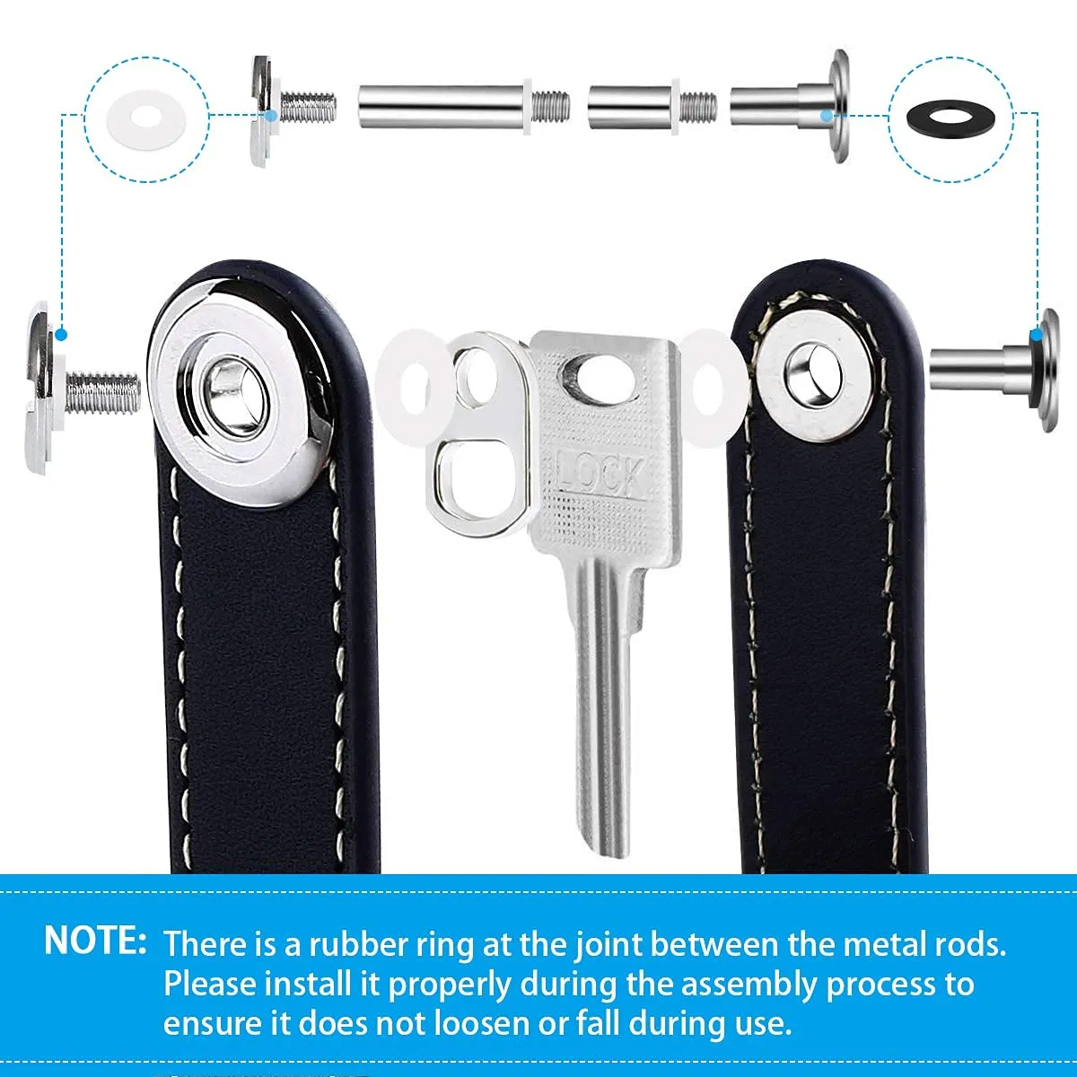 flintronic Organizzatore di Chiavi in Vera Pelle, Pocket Smart Key Holder per 7-9 Chiavi - Nero - immagine 3