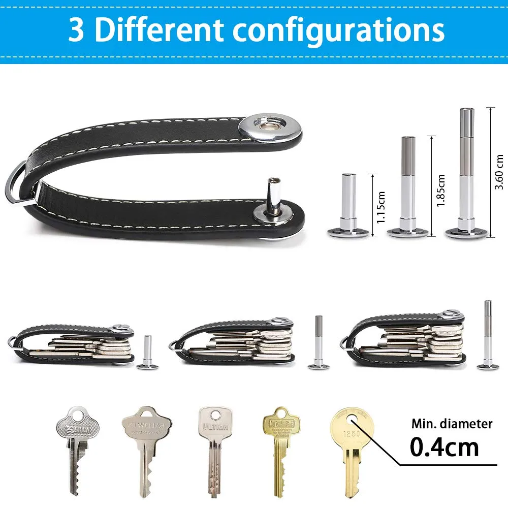 flintronic Organizzatore di Chiavi in Vera Pelle, Pocket Smart Key Holder per 7-9 Chiavi - Nero - immagine 4