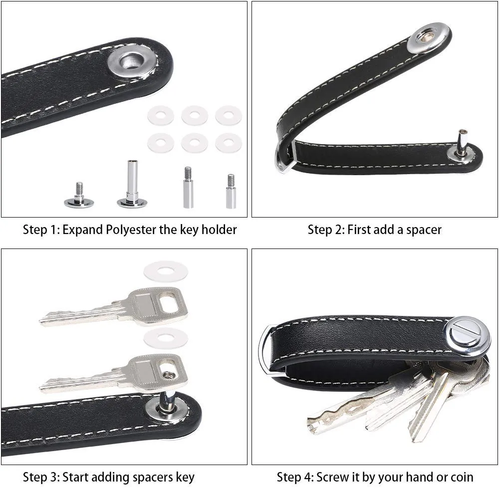 flintronic Organizzatore di Chiavi in Vera Pelle, Pocket Smart Key Holder per 7-9 Chiavi - Nero - immagine 5