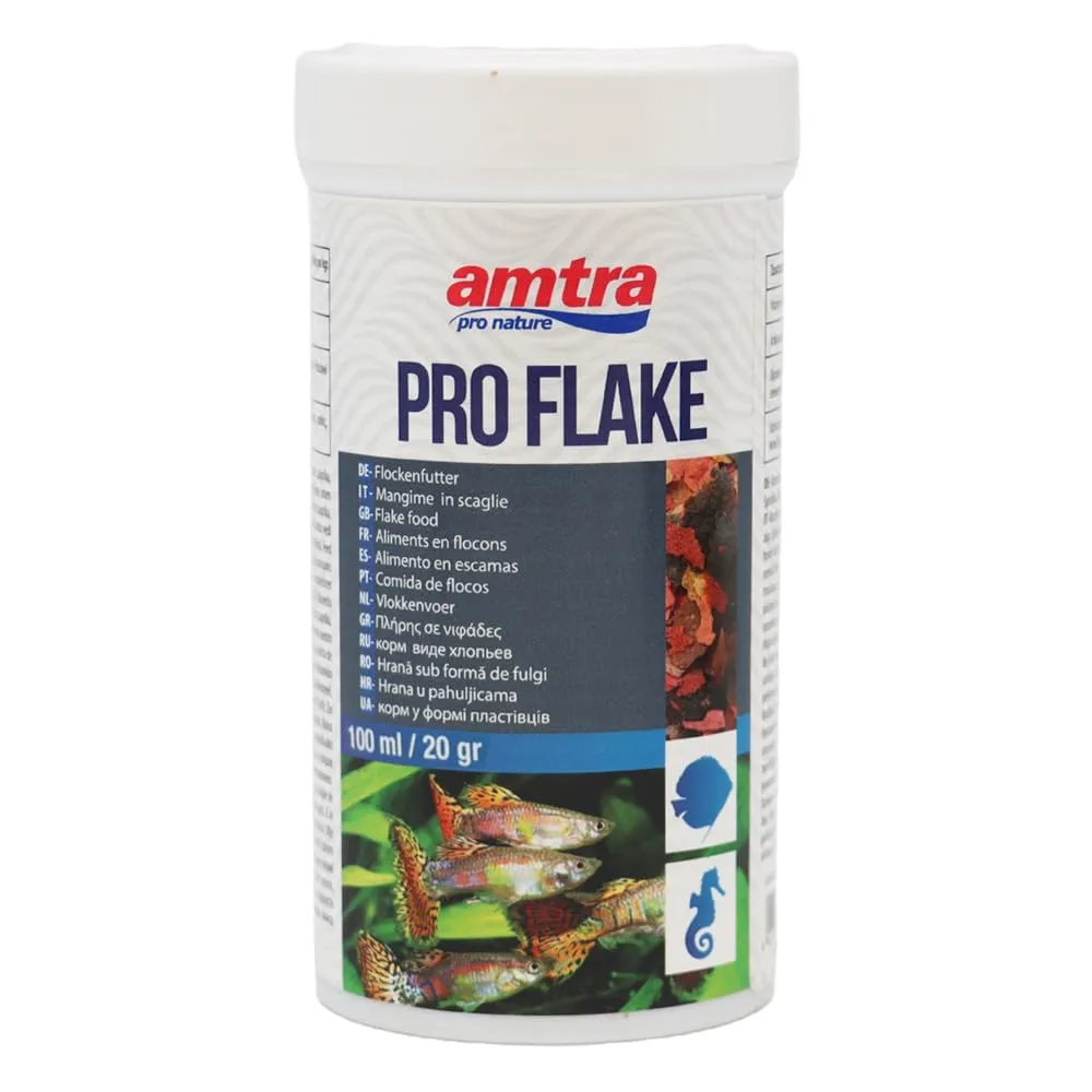 Amtra Pro Flake 100 ml - Mangime di base completo in scaglie per pesci d’acquario d’acqua dolce e marina - immagine 1
