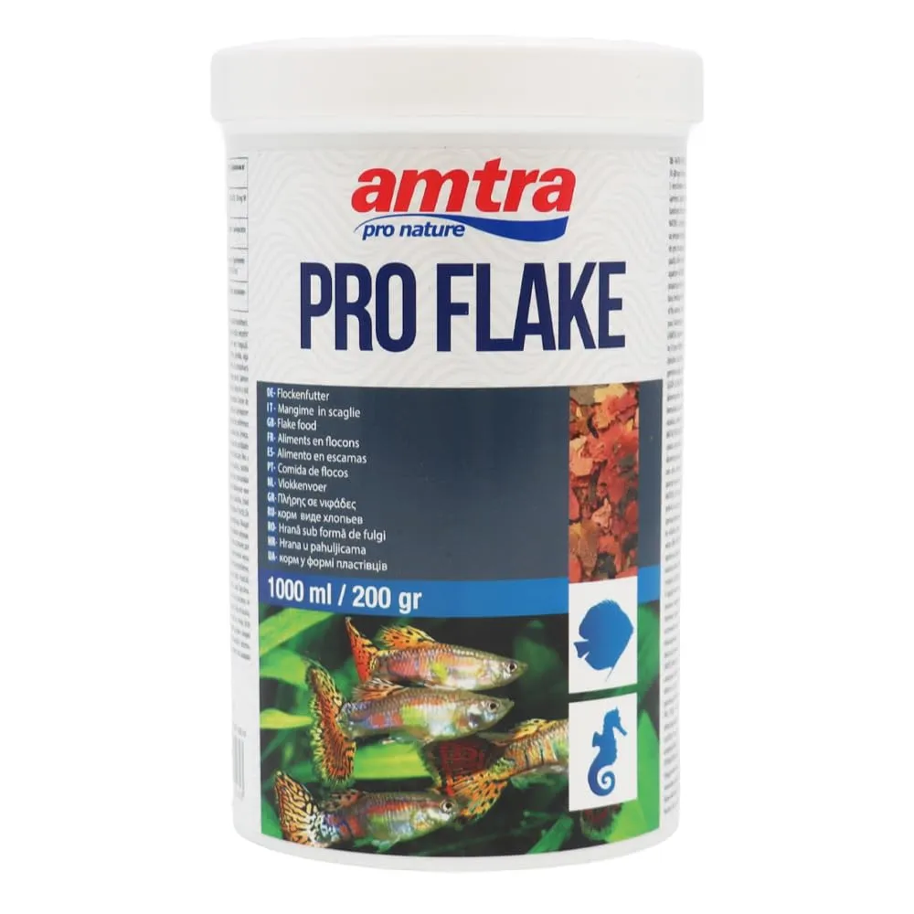 Amtra Pro Flake 1000 ml - Mangime di base completo in scaglie per pesci d’acquario d’acqua dolce e marina - immagine 1