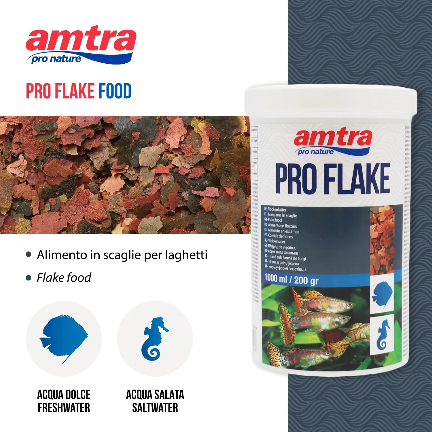 Amtra Pro Flake 1000 ml - Mangime di base completo in scaglie per pesci d’acquario d’acqua dolce e marina - immagine 3