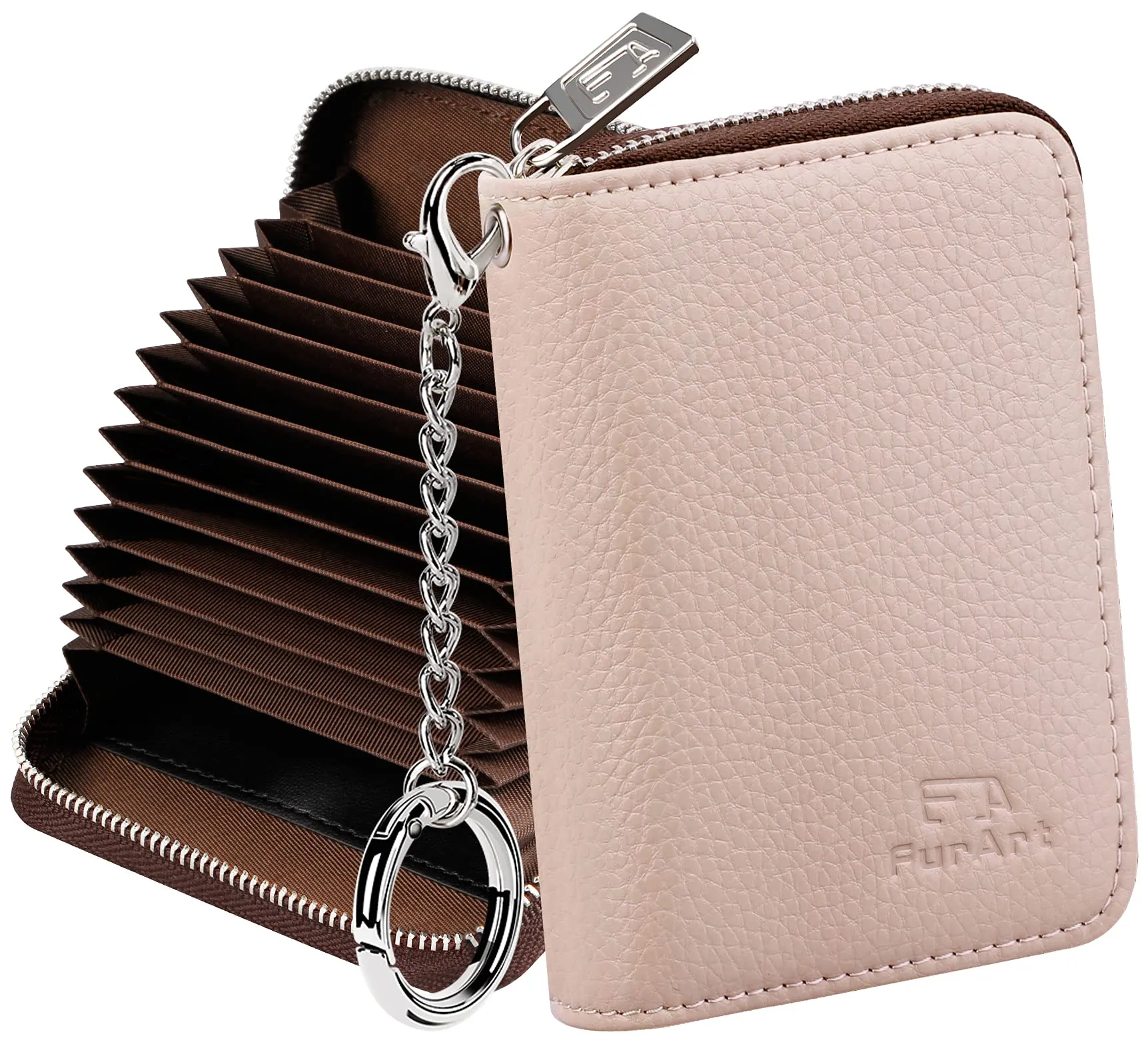 FurArt Porta Carte di Credito con Blocco RFID e Cerniera per Donna e Uomo - immagine 1