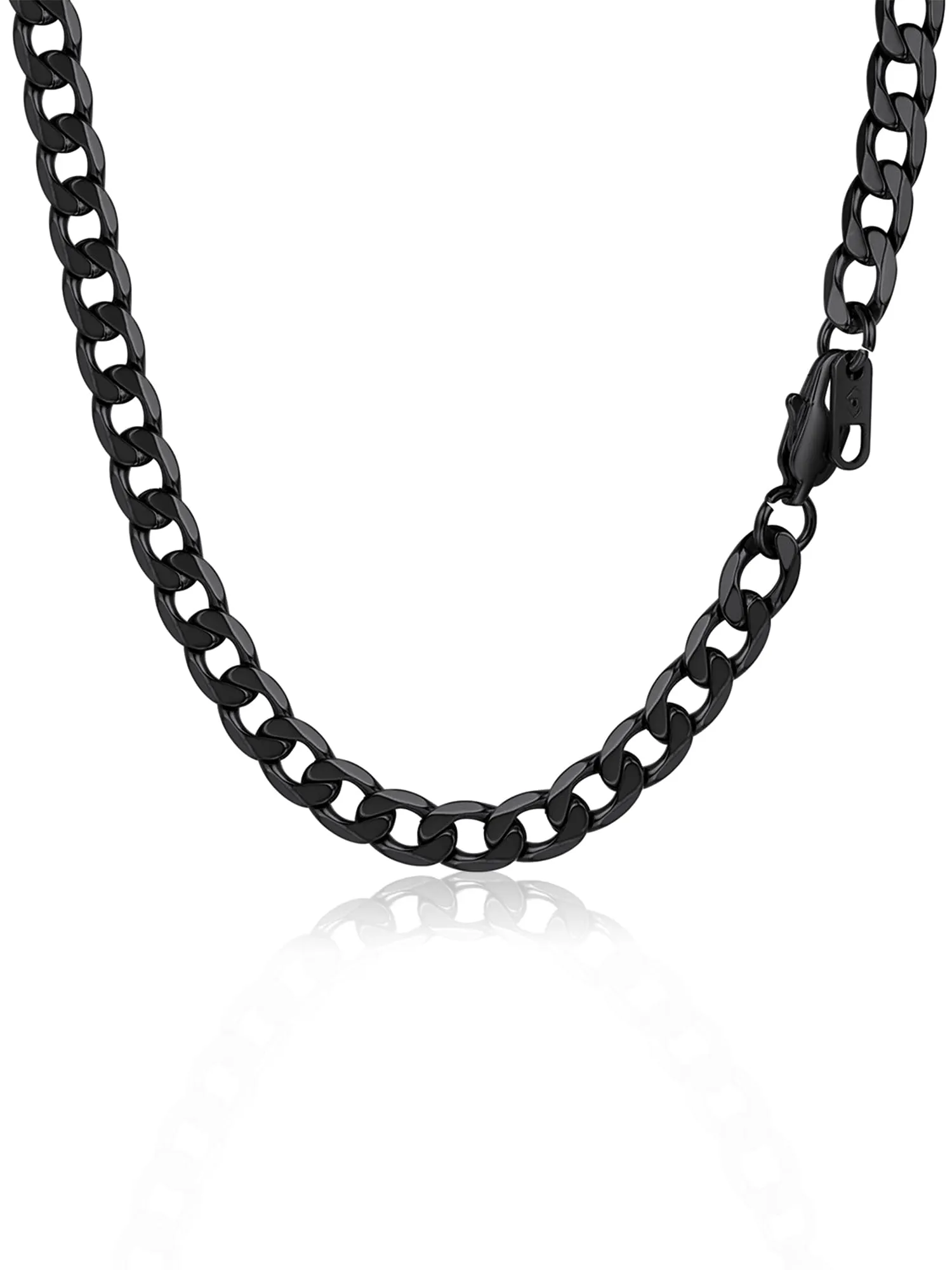PROSTEEL Collana Uomo Catena Cubana in Acciaio Inossidabile 316L Nero 6mm 36cm - immagine 1