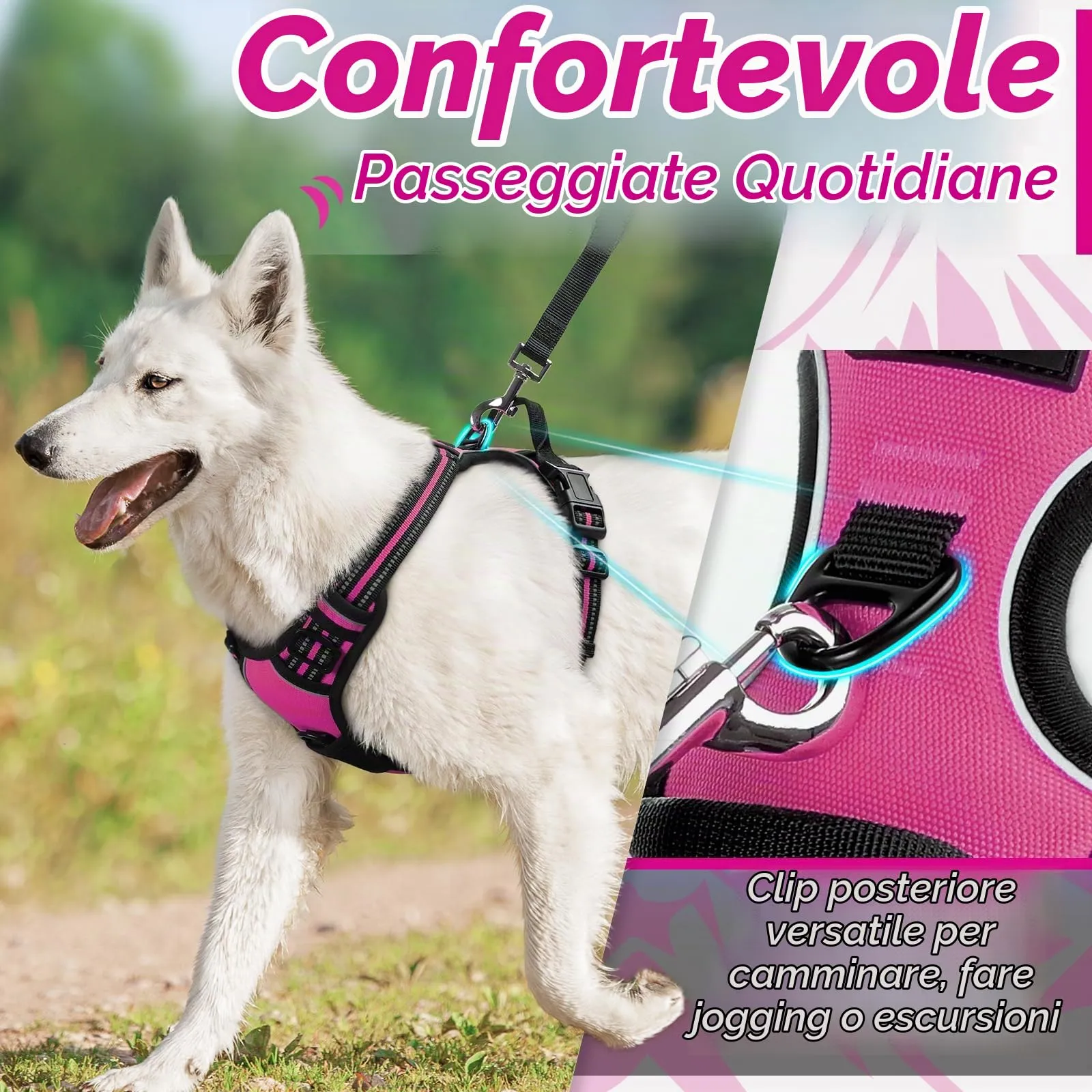 Eagloo Pettorina Cane ad H, Rosa Rossa, Taglia L - immagine 4
