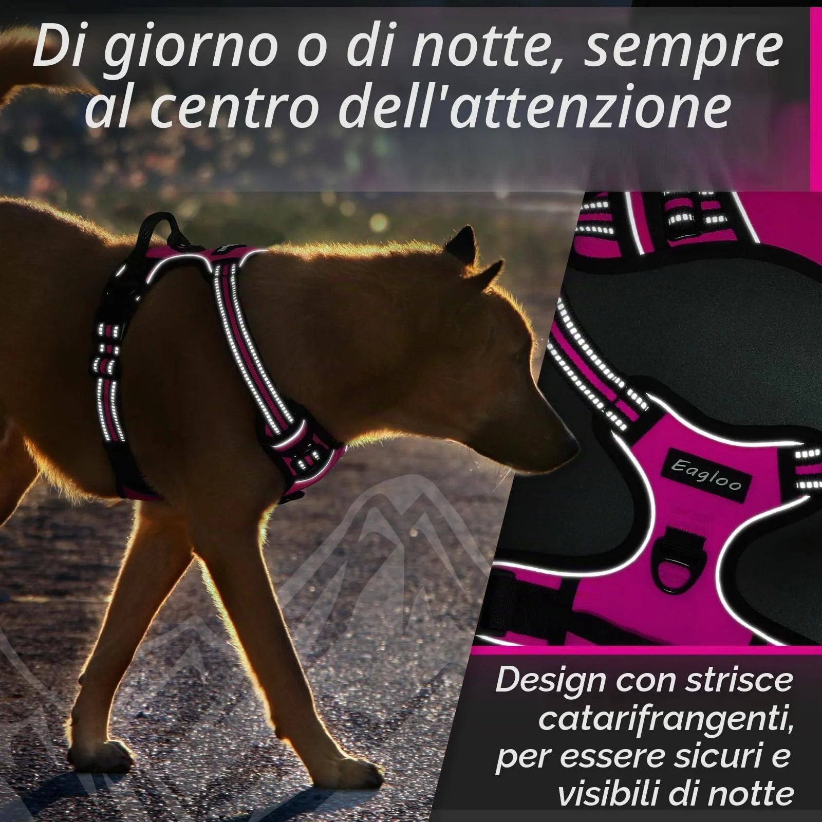 Eagloo Pettorina Cane ad H, Rosa Rossa, Taglia L - immagine 8