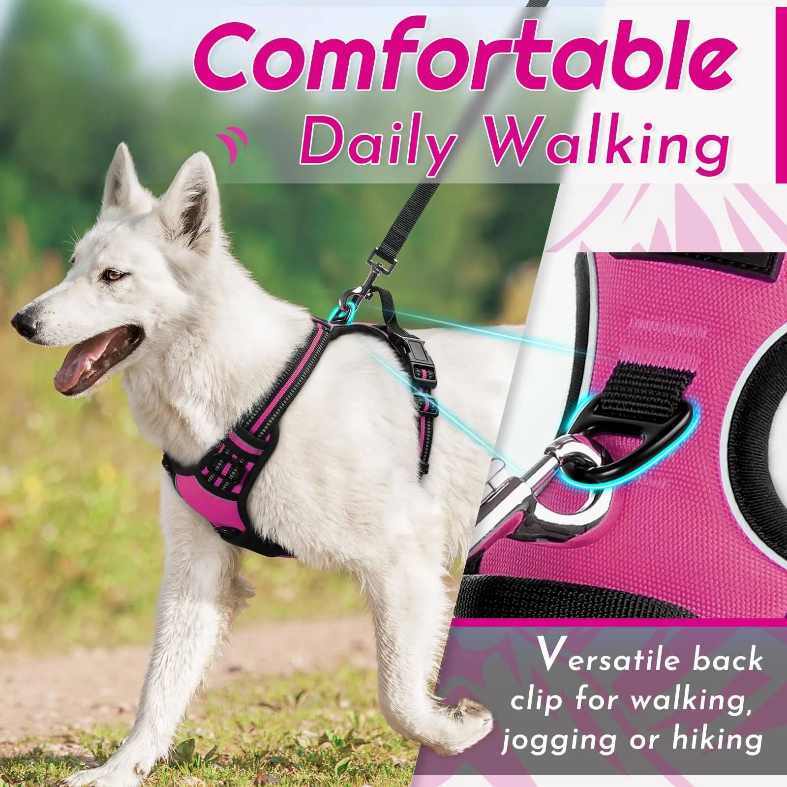 Eagloo Pettorina Cane ad H, Rosa Rossa, XL - immagine 4