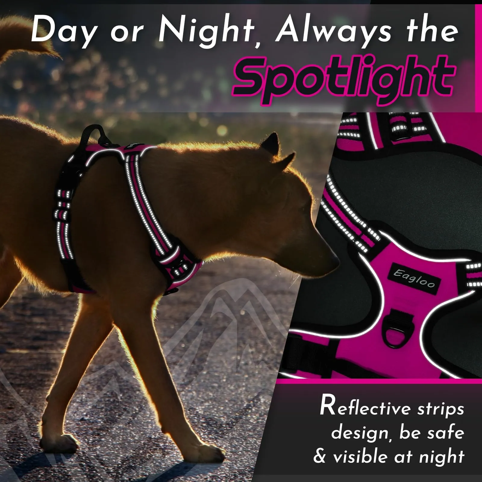 Eagloo Pettorina Cane ad H, Rosa Rossa, XL - immagine 8