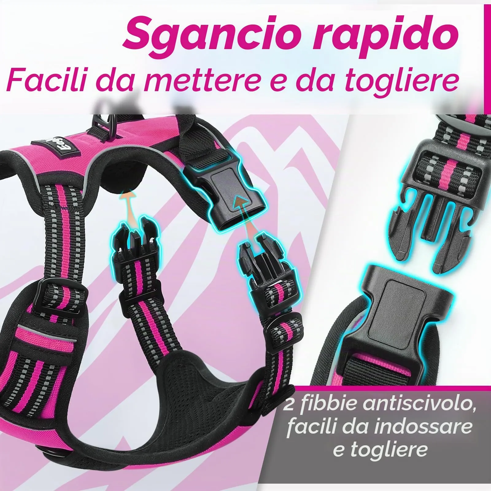 Eagloo Pettorina Cane ad H, Rosa Rossa, Taglia M - immagine 6