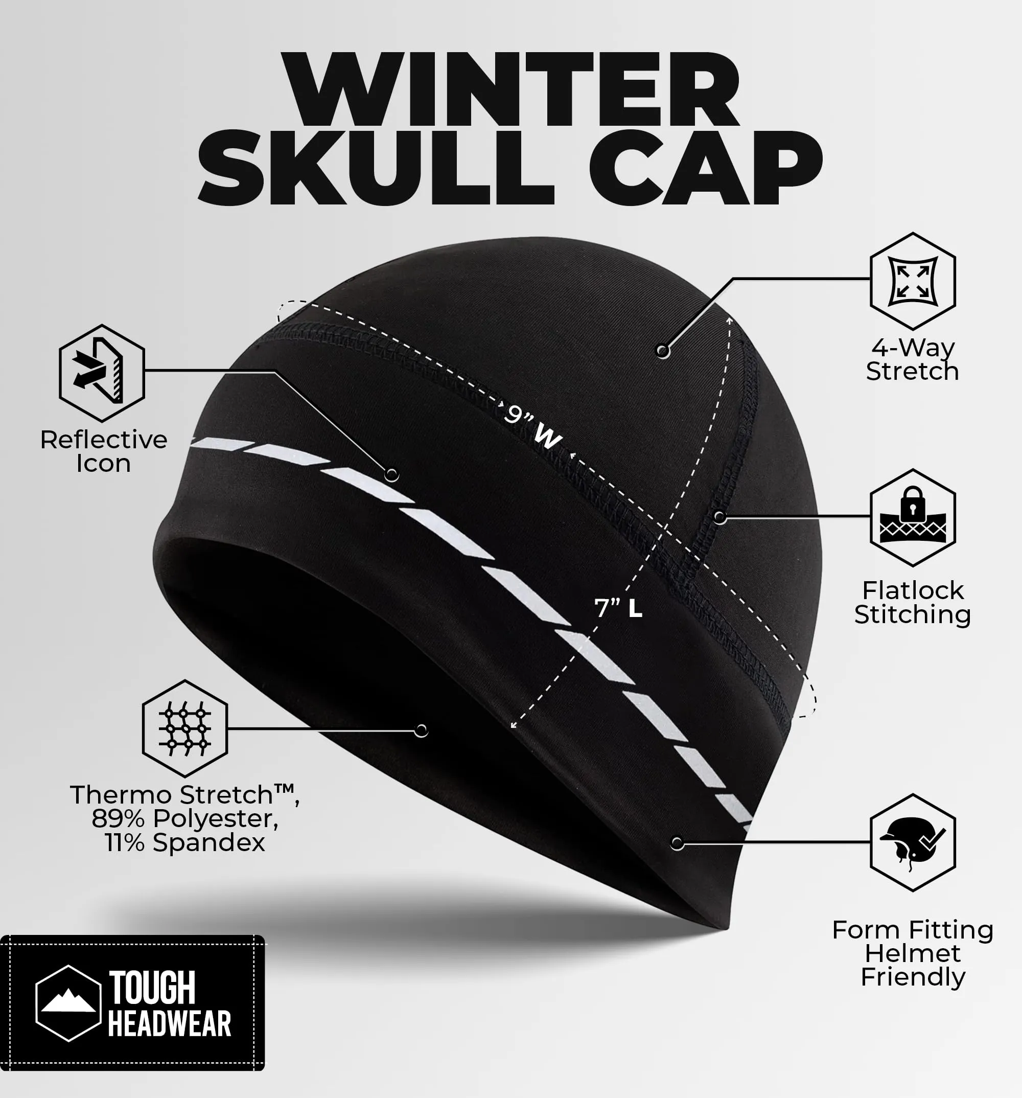 Tough Headwear Sottocasco Moto Termico per Ciclismo e Sport, Taglia Unica - immagine 3