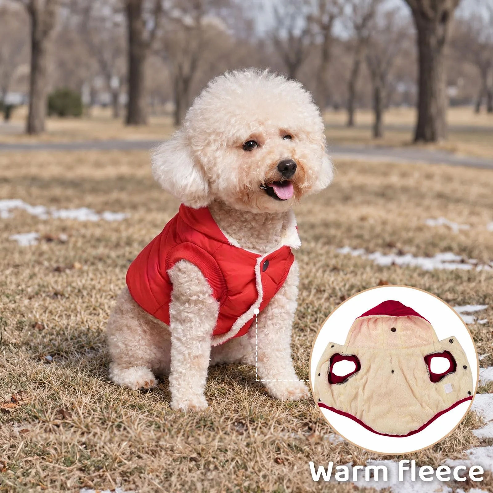 JoyDaog Cappottino Invernale per Cani con Cappuccio e Fodera in Pile, Rosso, XXXL - immagine 6