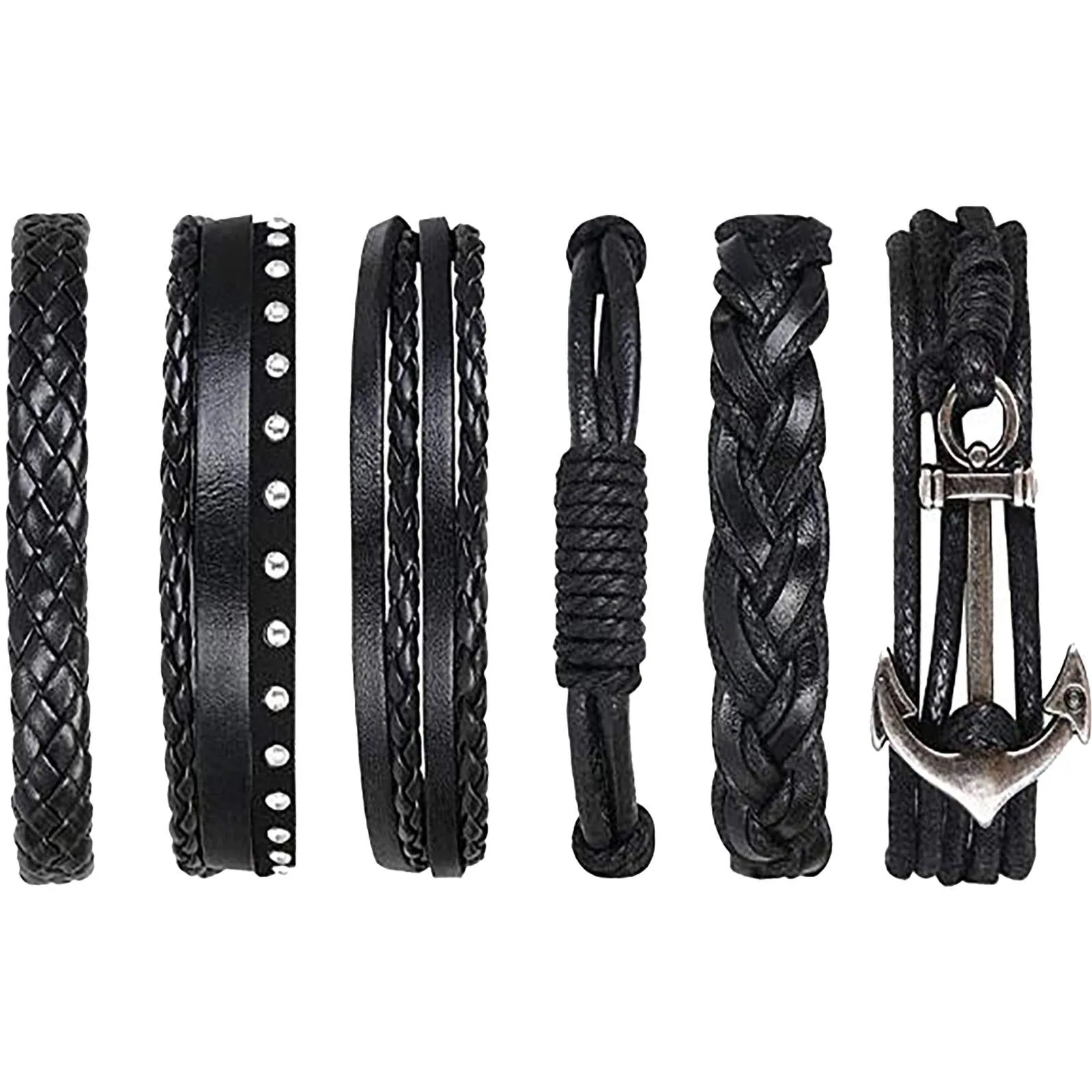 Flintronic Bracciale in Pelle Intrecciato, 6 Pezzi, 18-34cm - immagine 1
