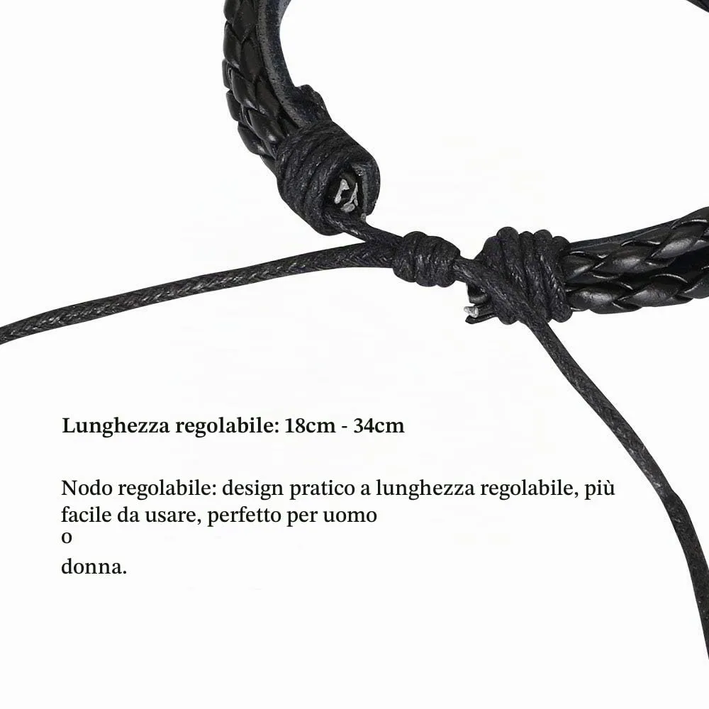 flintronic Braccialetto in pelle intrecciato stile punk, set da 6 pezzi, regolabile, 18 centimetri - immagine 2