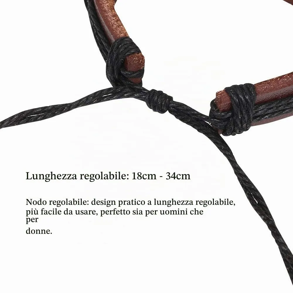 Flintronic Bracciale in Pelle Intrecciato per Uomo e Donna, 6 Pezzi, 18-34cm - immagine 2