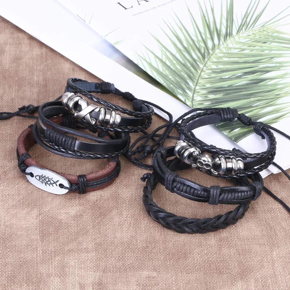 Flintronic Bracciale in Pelle Intrecciato per Uomo e Donna, 6 Pezzi, 18-34cm - immagine 5