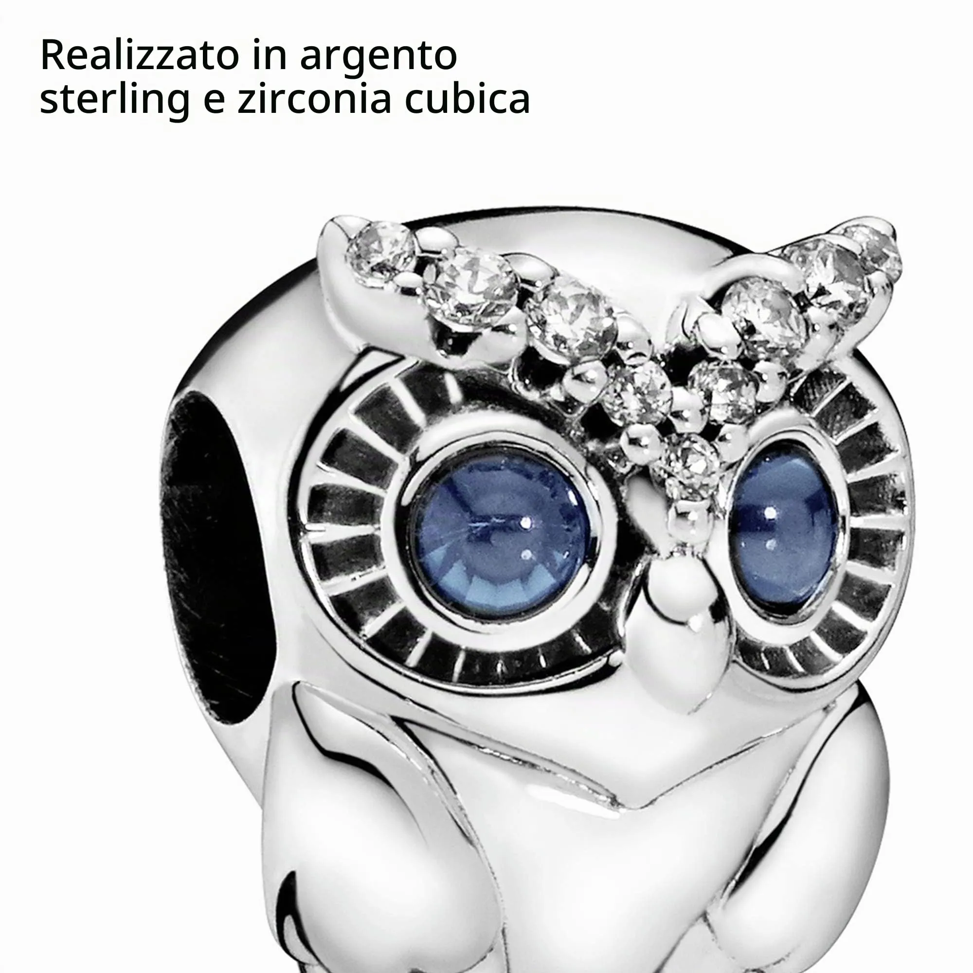 Pandora Passions Ciondolo in Argento Sterling con Gufo, Cristallo Blu Cobalto e Zirconia Cubica Trasparente - immagine 3