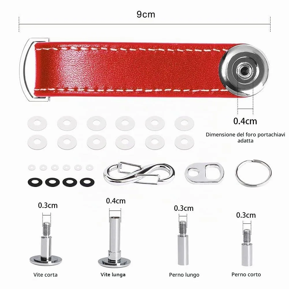 flintronic Organizzatore di Chiavi in Vera Pelle, Pocket Smart Key Holder (7-9 Chiavi) - Rosso - immagine 2