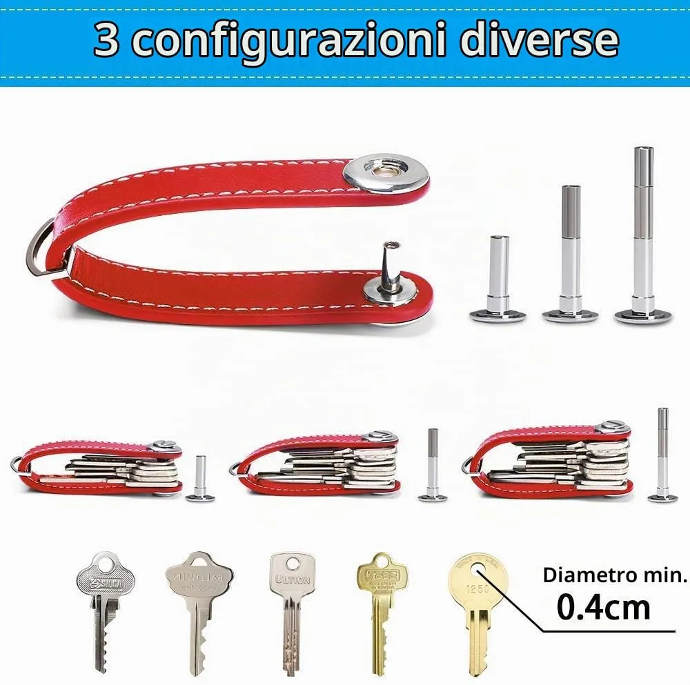 flintronic Organizzatore di Chiavi in Vera Pelle, Pocket Smart Key Holder (7-9 Chiavi) - Rosso - immagine 4