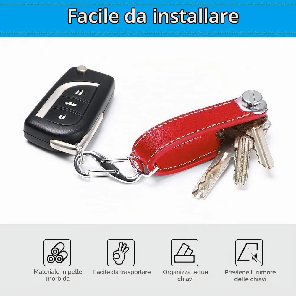 flintronic Organizzatore di Chiavi in Vera Pelle, Pocket Smart Key Holder (7-9 Chiavi) - Rosso - immagine 6