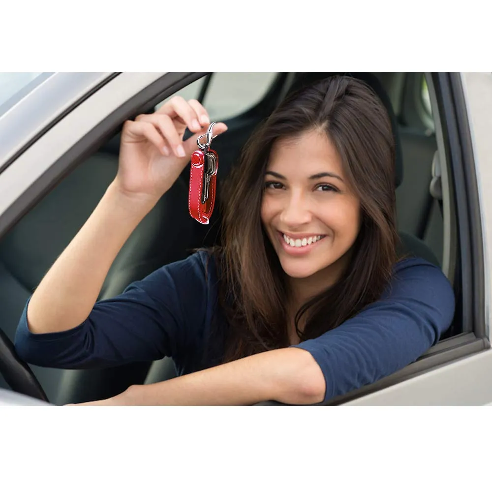 flintronic Organizzatore di Chiavi in Vera Pelle, Pocket Smart Key Holder (7-9 Chiavi) - Rosso - immagine 7