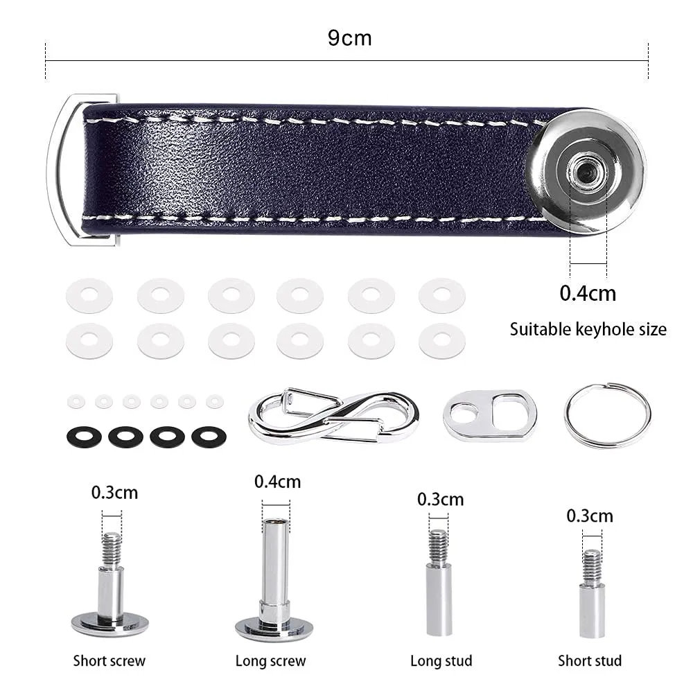 flintronic Organizzatore di Chiavi in Vera Pelle Pocket Smart Key Holder (7-9 Chiavi) - Blu - immagine 2