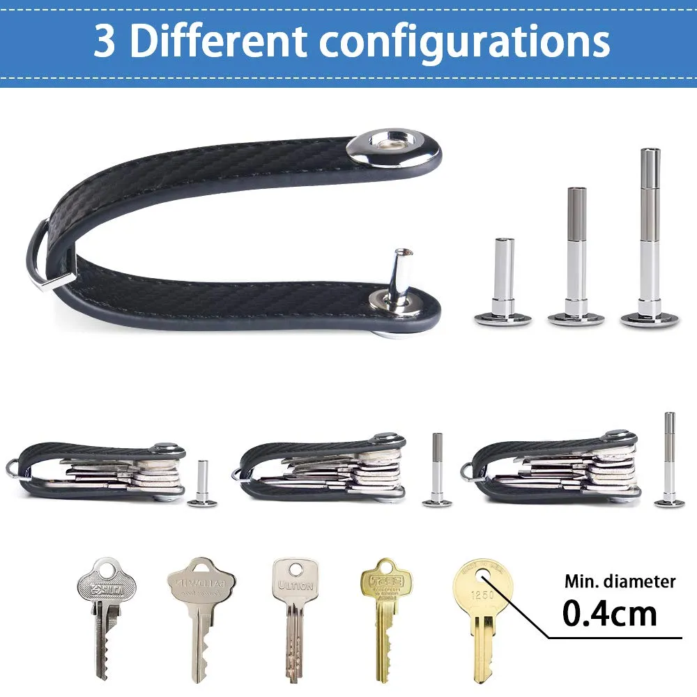 flintronic Organizzatore di Chiavi in Fibra di Carbonio, Pocket Smart Key Holder (7-9 Tasti) - Nero - immagine 3