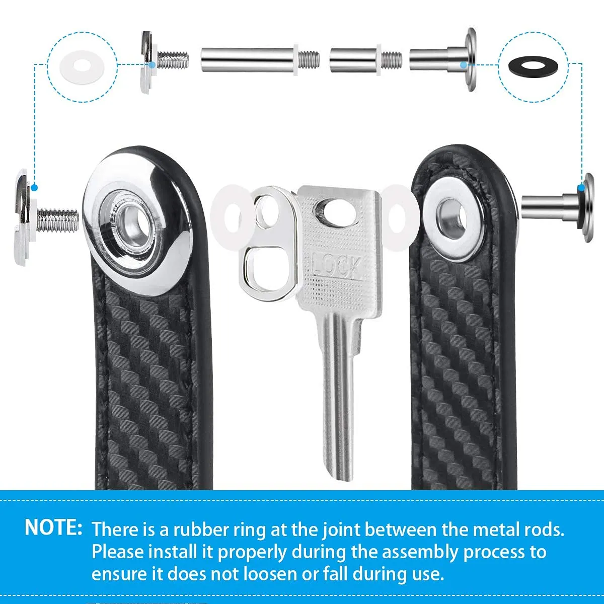 flintronic Organizzatore di Chiavi in Fibra di Carbonio, Pocket Smart Key Holder (7-9 Tasti) - Nero - immagine 4