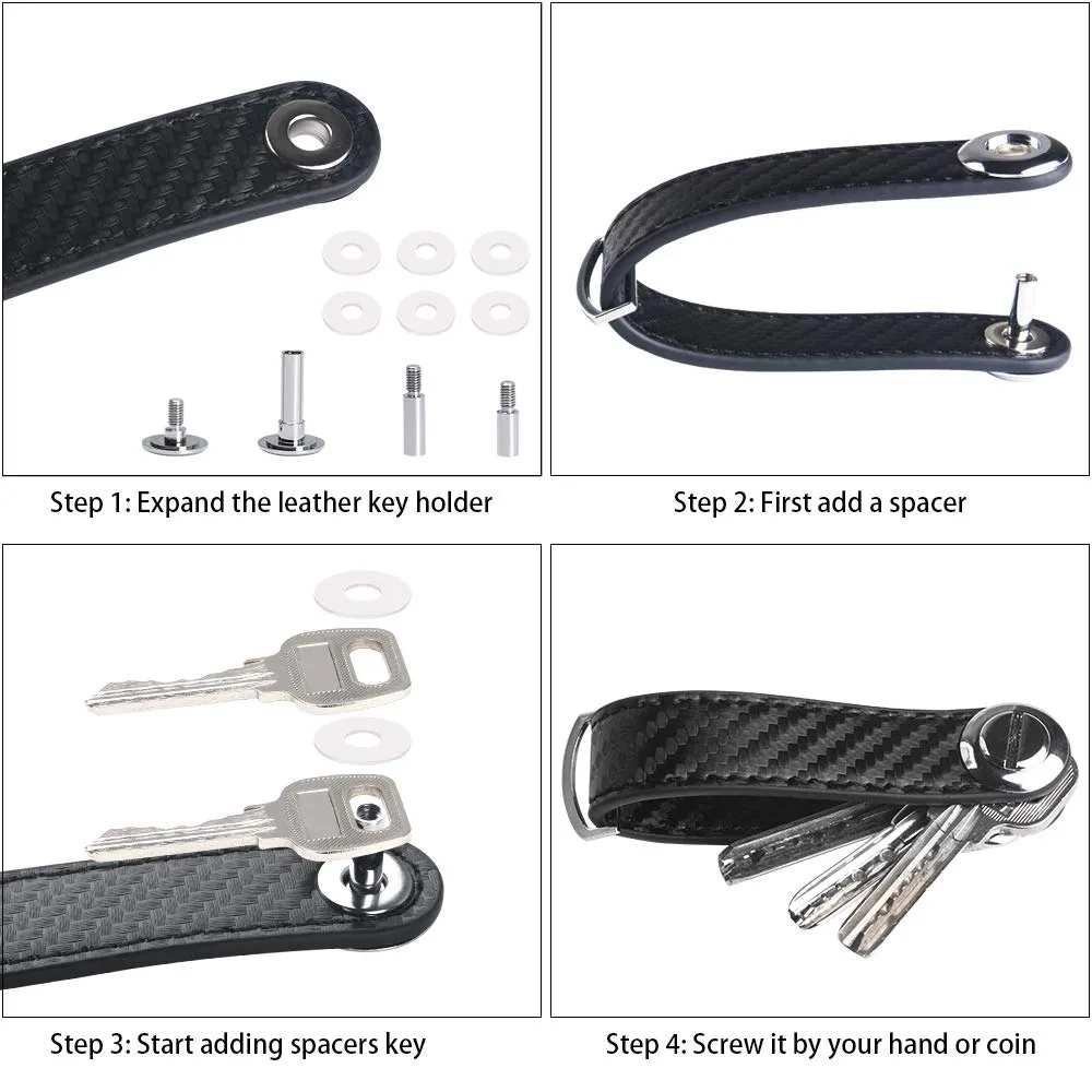 flintronic Organizzatore di Chiavi in Fibra di Carbonio, Pocket Smart Key Holder (7-9 Tasti) - Nero - immagine 5