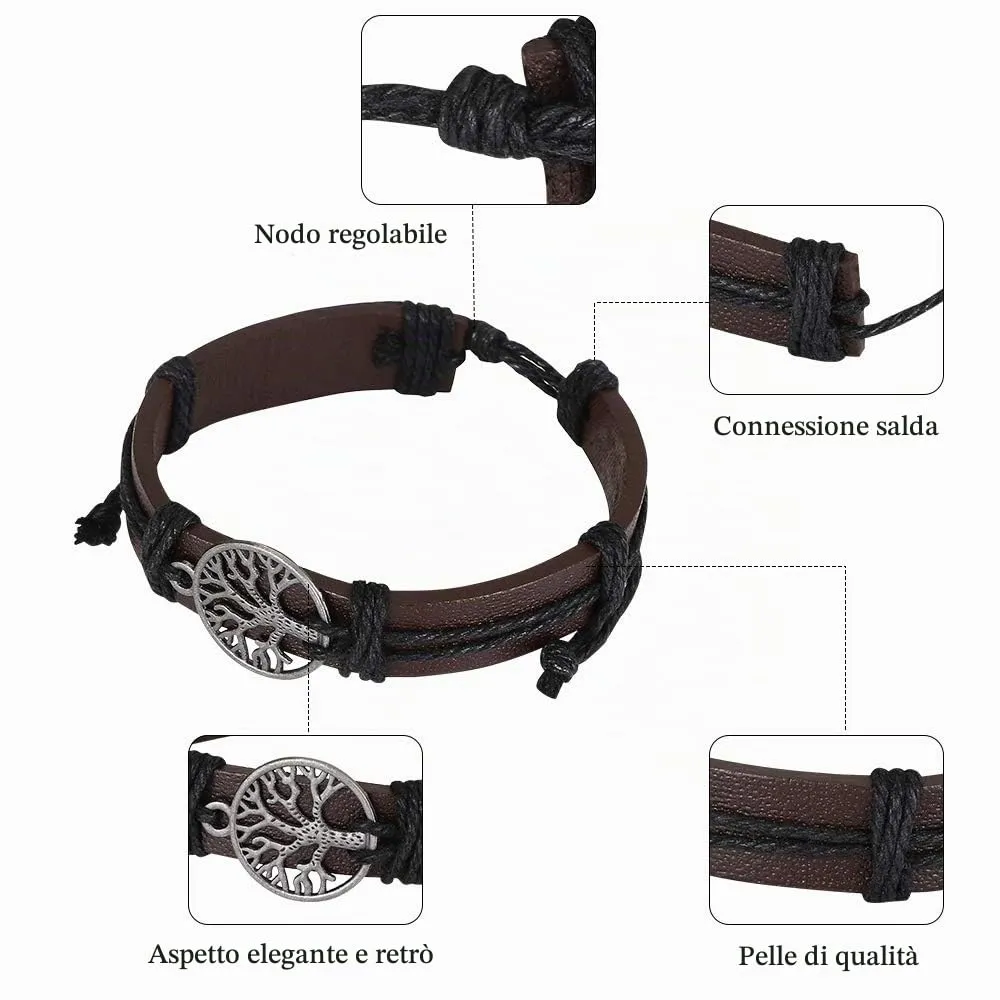 Flintronic Bracciale in Pelle Intrecciato per Uomo e Donna, 6 Pezzi, 18-34cm - immagine 3