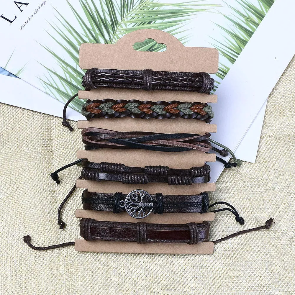 Flintronic Bracciale in Pelle Intrecciato per Uomo e Donna, 6 Pezzi, 18-34cm - immagine 4