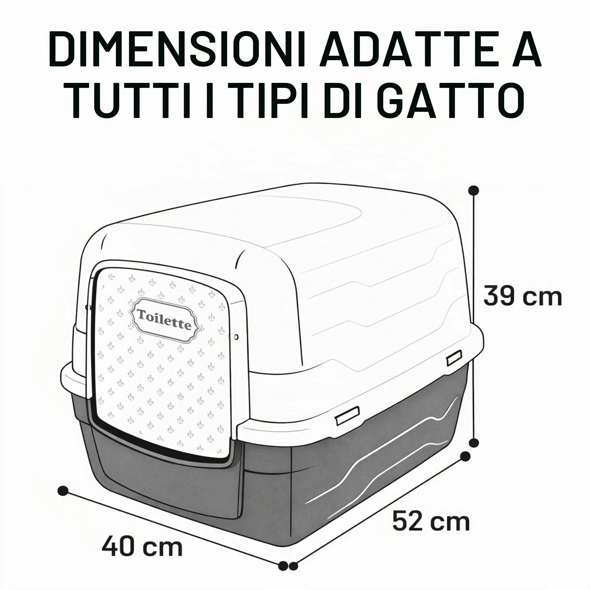 Aimé Queen Cat Litter Box 905063, 52x40x39 cm - immagine 2
