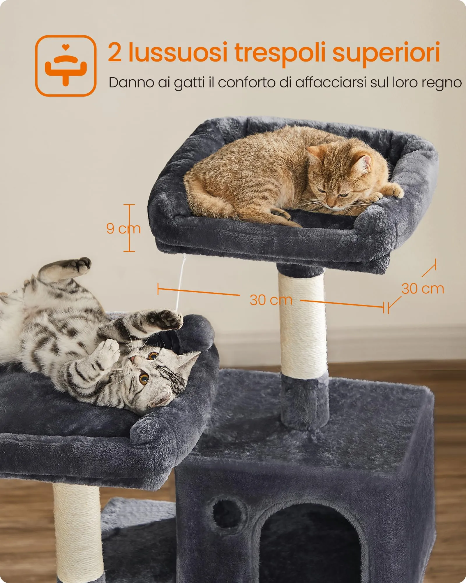 Feandrea Albero per Gatti Multilivello in Peluche, 141,8 cm - immagine 4